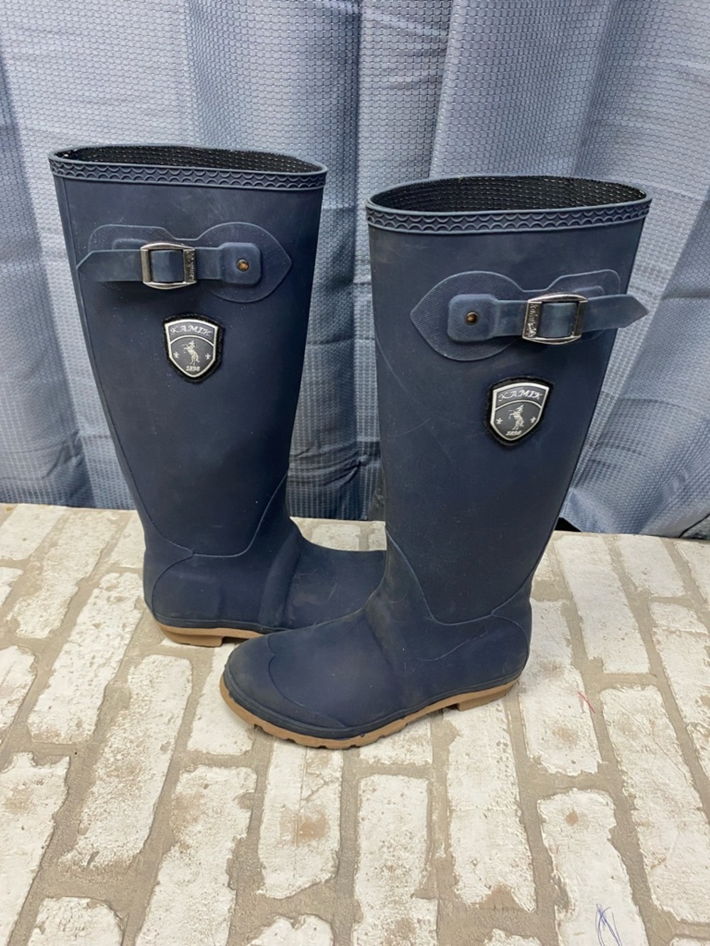 Kamik Navy Blue Rain Boots with Buckle Accent